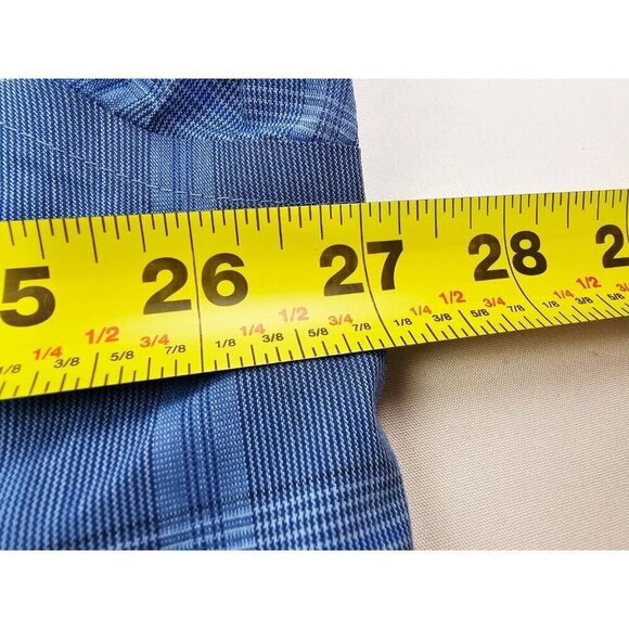 Calvin Klein 17-17.5 34-35 XL Mens Blue Check Regular Fit Wrinkle Free Stretch - Picture 2 of 10